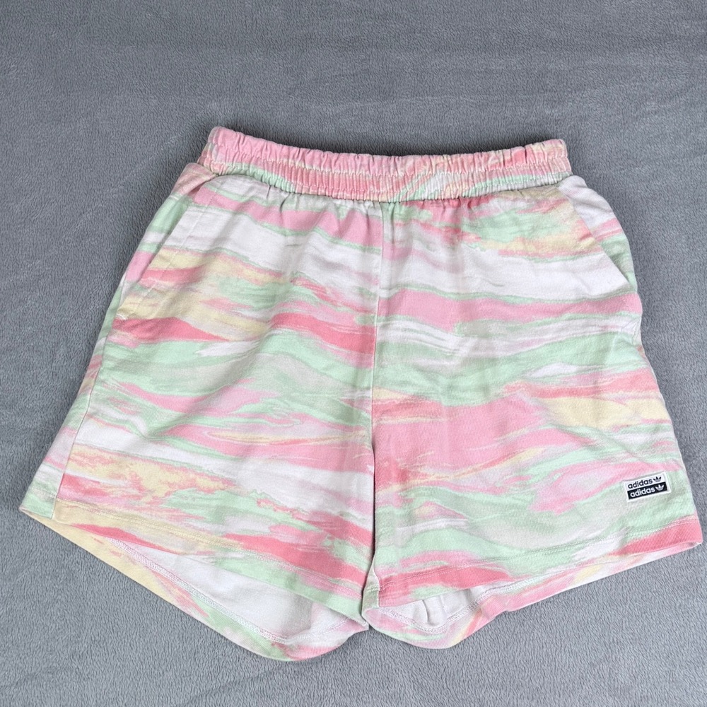 Adidas Originals RYV Marble Print Shorts Pink Green Yellow‎ GN4293 Womens Medium
